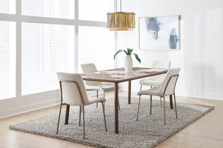 Tulum Stone Top Dining Table with Bronze Metal Base - Ornate Home