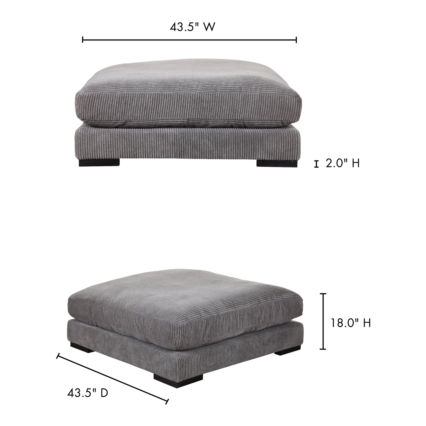 Tumble Grey Ottoman - Ornate Home