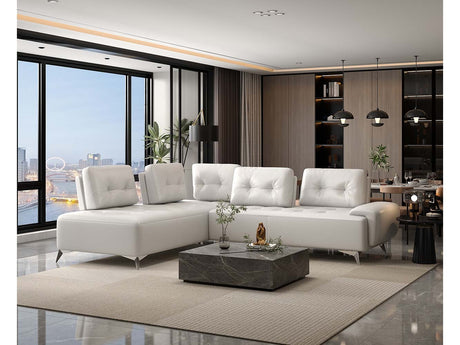 Turano Pearl White Leather Sectional Sofa - Ornate Home