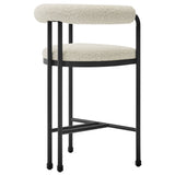 Turin Black/Pearl Curved Back Boucle and Metal Counter Stool - Ornate Home