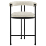 Turin Black/Pearl Curved Back Boucle and Metal Counter Stool - Ornate Home