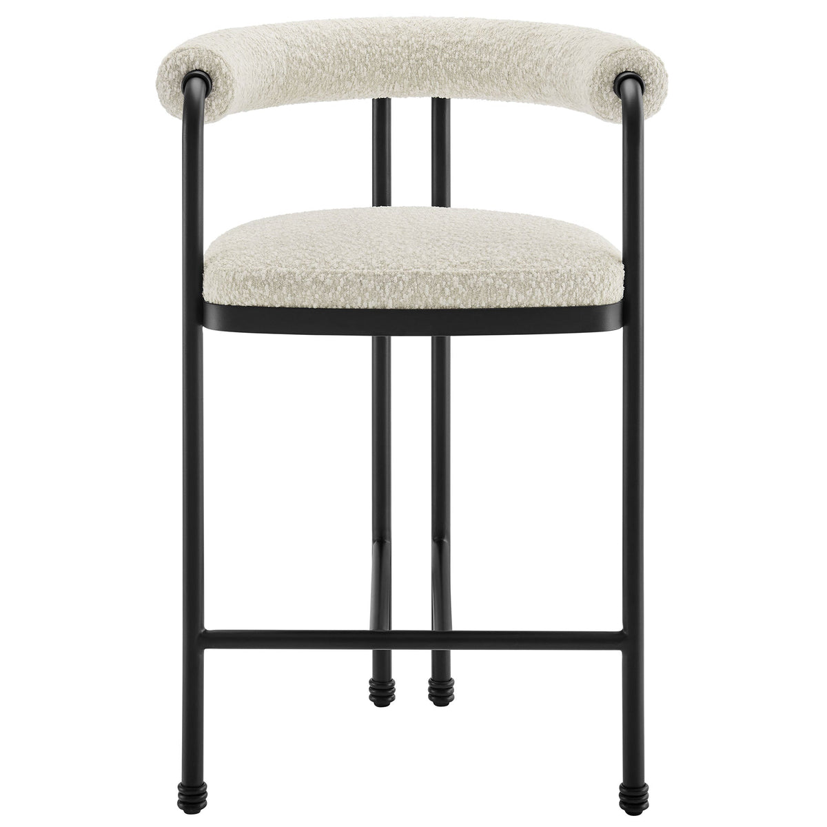 Turin Black/Pearl Curved Back Boucle and Metal Counter Stool - Ornate Home