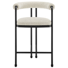 Turin Black/Pearl Curved Back Boucle and Metal Counter Stool - Ornate Home