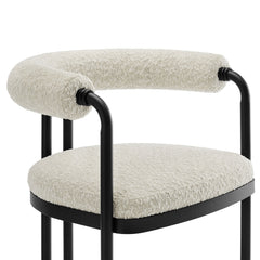 Turin Black/Pearl Curved Back Boucle and Metal Counter Stool - Ornate Home