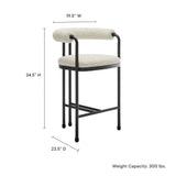 Turin Black/Pearl Curved Back Boucle and Metal Counter Stool - Ornate Home