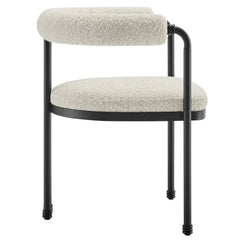 Turin Black/Pearl Curved Back Boucle and Metal Dining Accent Chair - Ornate Home