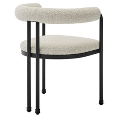 Turin Black/Pearl Curved Back Boucle and Metal Dining Accent Chair - Ornate Home