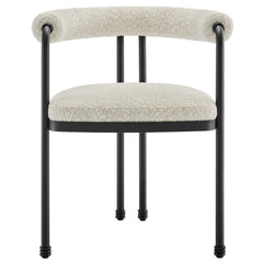 Turin Black/Pearl Curved Back Boucle and Metal Dining Accent Chair - Ornate Home