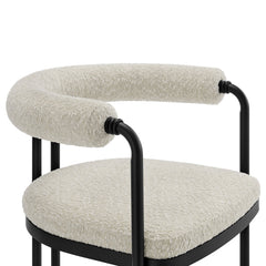 Turin Black/Pearl Curved Back Boucle and Metal Dining Accent Chair - Ornate Home