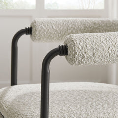 Turin Black/Pearl Curved Back Boucle and Metal Dining Accent Chair - Ornate Home