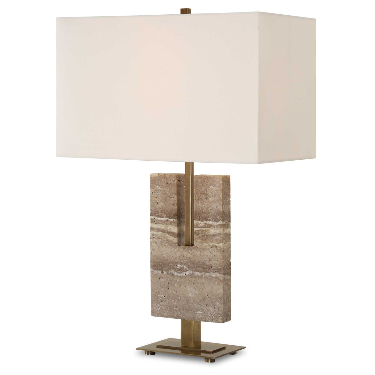 Turning Point Brass/Brown Travertine Table Lamp - Ornate Home