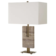 Turning Point Brass/Brown Travertine Table Lamp - Ornate Home