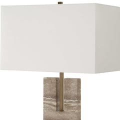 Turning Point Brass/Brown Travertine Table Lamp - Ornate Home