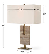 Turning Point Brass/Brown Travertine Table Lamp - Ornate Home