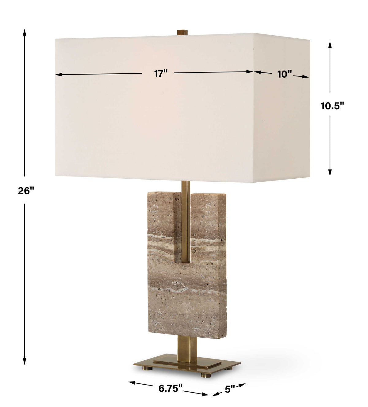 Turning Point Brass/Brown Travertine Table Lamp - Ornate Home