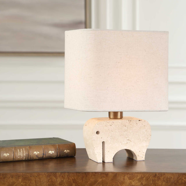 Tusk Brown Travertine Accent Lamp - Ornate Home