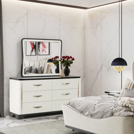 Tuxedo Black Dresser & Mirror - Ornate Home