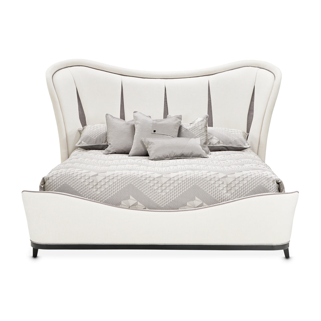 Tuxedo Black/Salt Eastern King Upholstered Bed - Ornate Home