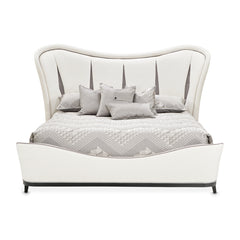 Tuxedo Black/Salt Eastern King Upholstered Bed - Ornate Home