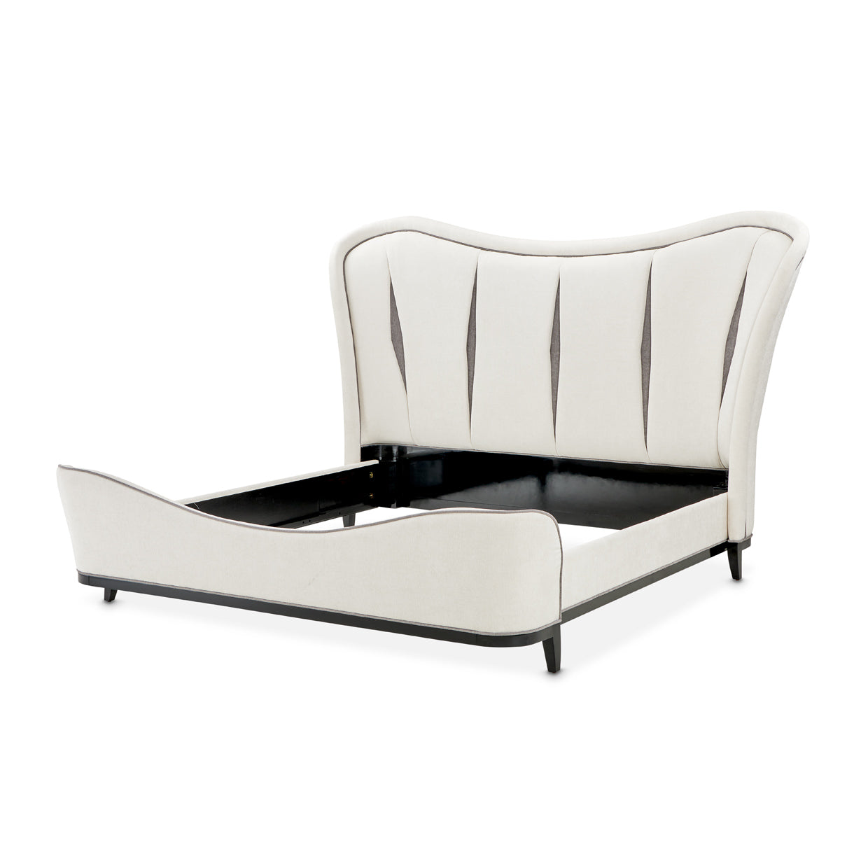 Tuxedo Black/Salt Eastern King Upholstered Bed - Ornate Home