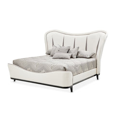 Tuxedo Black/Salt Eastern King Upholstered Bed - Ornate Home