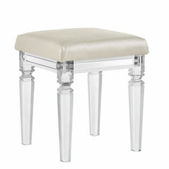 Twenty Nine White Dressing Stool with Acrylic Leg - Ornate Home