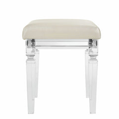 Twenty Nine White Dressing Stool with Acrylic Leg - Ornate Home