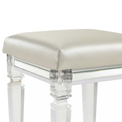 Twenty Nine White Dressing Stool with Acrylic Leg - Ornate Home