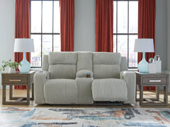 TwinBrooke Alloy-Dual Power Reclining Loveseat with Console - Ornate Home