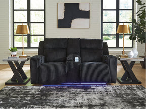TwinBrooke Black-Dual Power Reclining Loveseat with Console - Ornate Home