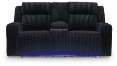 TwinBrooke Black-Dual Power Reclining Loveseat with Console - Ornate Home