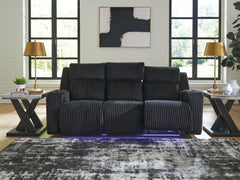 TwinBrooke Black-Dual Power Reclining Sofa - Ornate Home