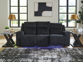 TwinBrooke Black-Dual Power Reclining Sofa - Ornate Home