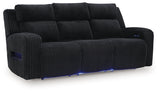 TwinBrooke Black-Dual Power Reclining Sofa - Ornate Home