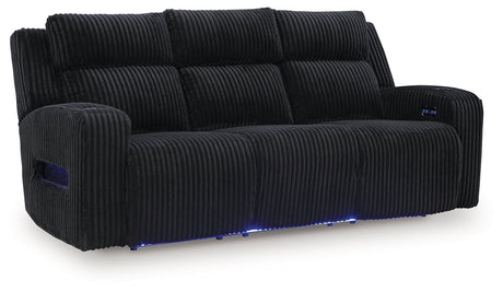 TwinBrooke Black-Dual Power Reclining Sofa - Ornate Home