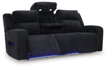 TwinBrooke Black-Dual Power Reclining Sofa - Ornate Home