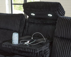 TwinBrooke Black-Dual Power Reclining Sofa - Ornate Home