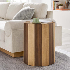 Twirl Oak/Walnut Two-Toned Wood Veneer Side Table - Ornate Home