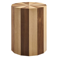 Twirl Oak/Walnut Two-Toned Wood Veneer Side Table - Ornate Home