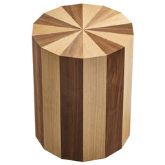 Twirl Oak/Walnut Two-Toned Wood Veneer Side Table - Ornate Home