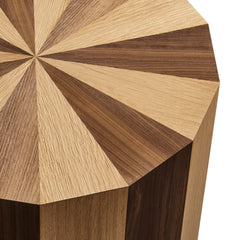 Twirl Oak/Walnut Two-Toned Wood Veneer Side Table - Ornate Home