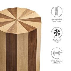Twirl Oak/Walnut Two-Toned Wood Veneer Side Table - Ornate Home