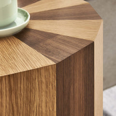 Twirl Oak/Walnut Two-Toned Wood Veneer Side Table - Ornate Home