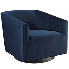 Twist Midnight Blue Accent Lounge Performance Velvet Swivel Chair - Ornate Home
