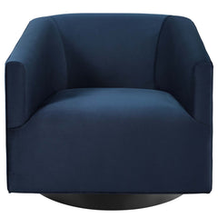 Twist Midnight Blue Accent Lounge Performance Velvet Swivel Chair - Ornate Home