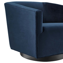Twist Midnight Blue Accent Lounge Performance Velvet Swivel Chair - Ornate Home