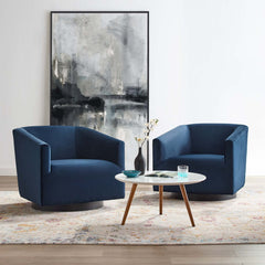 Twist Midnight Blue Performance Velvet Swivel Chair (Set of 2) - Ornate Home