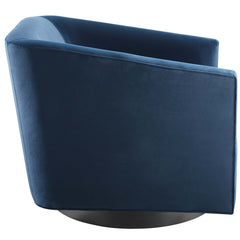 Twist Midnight Blue Performance Velvet Swivel Chair (Set of 2) - Ornate Home