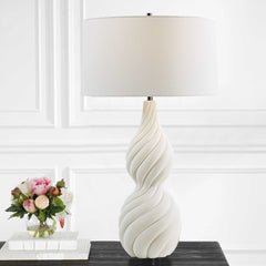 Twisted Swirl White Table Lamp - Ornate Home