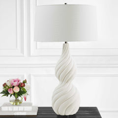 Twisted Swirl White Table Lamp - Ornate Home